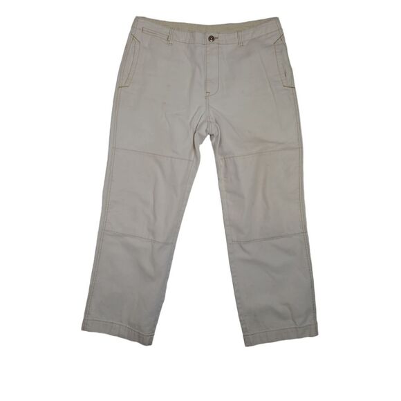VINTAGE LL‎ Bean cream double knee straight leg gorp work pants 36x32 - Picture 1 of 11